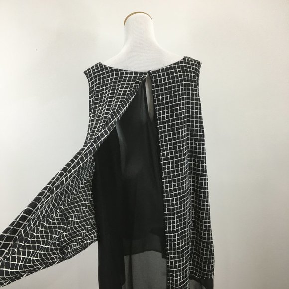 NWT TORRID Black White Grid Print 2 Ply High Low Hem Layer Tank Top - Picture 10 of 10